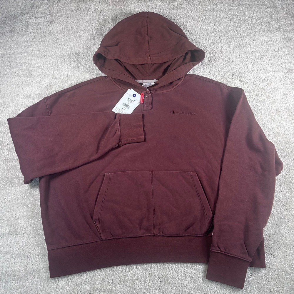 Champion Medium Ruby Snap Pullover Hoodie CPW253TL09027 Womens 1X New
